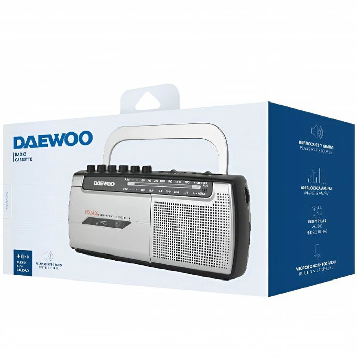 Daewoo Radio Cassette DW1107 Negra y Plateada Daewoo Radio Cassette DW1107 Negra y Plateada